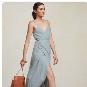 Reformation Charlotte blue wrap midi dress XS